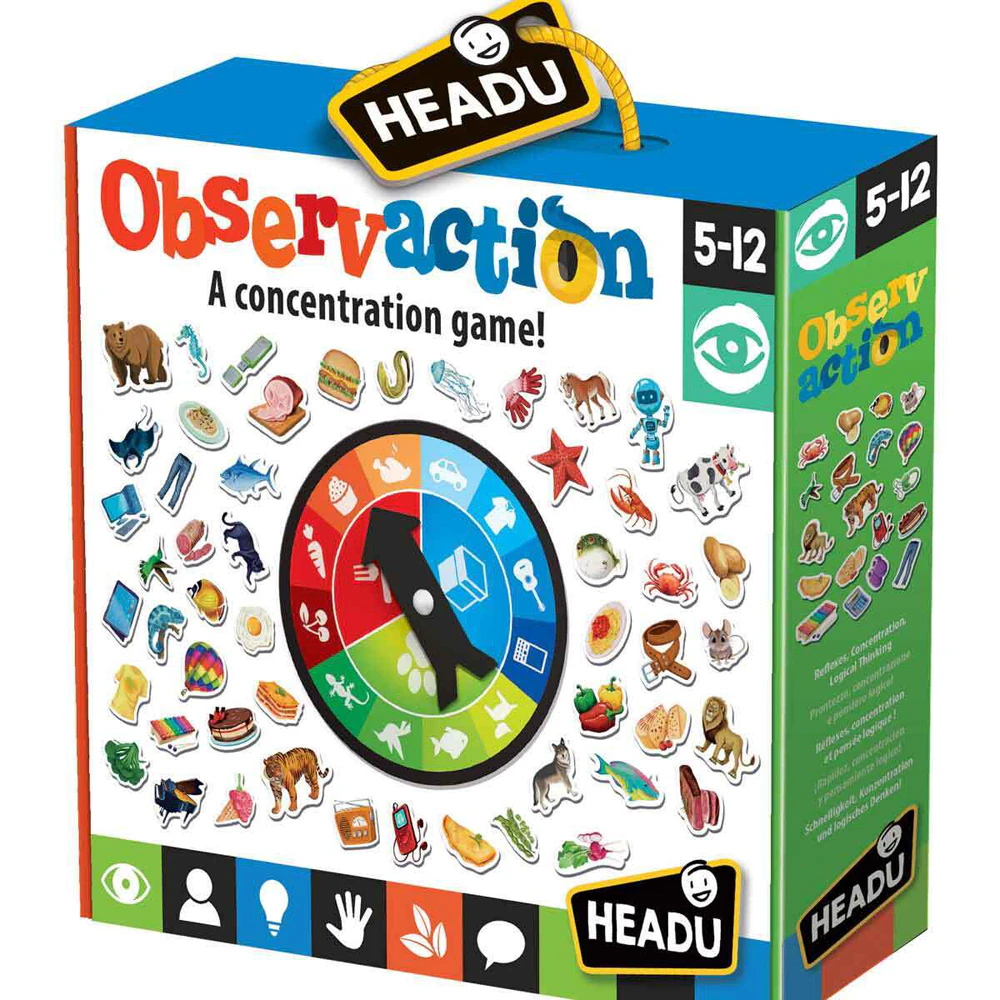 218pc Headu Observaction Cut-Out/Spinner/Timer Kids Board Game Play Set 5-12y