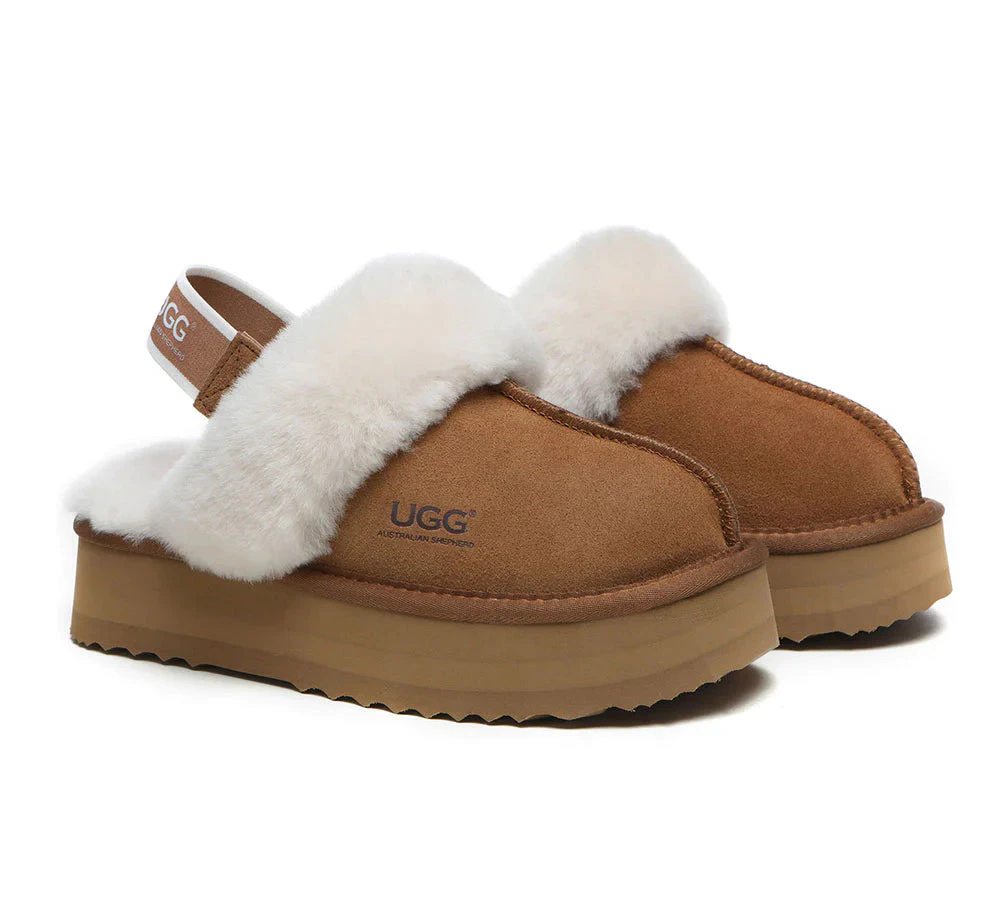 Ugg Australian Shepherd Muffin Platform | Cow Suede Upper - Women - House Shoes - Chestnut