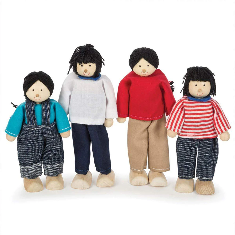 4pc  Tidlo Doll Family 1 Figure 12cm Wooden Toy Set Kids Fun Pretend Play 3+