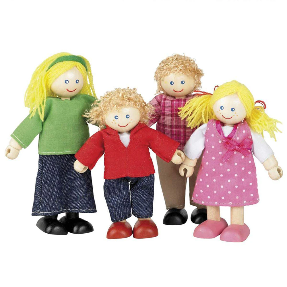 4pc  Tidlo Doll Family 3 Figure 12cm Wooden Toy Set Kids Fun Pretend Play 3+