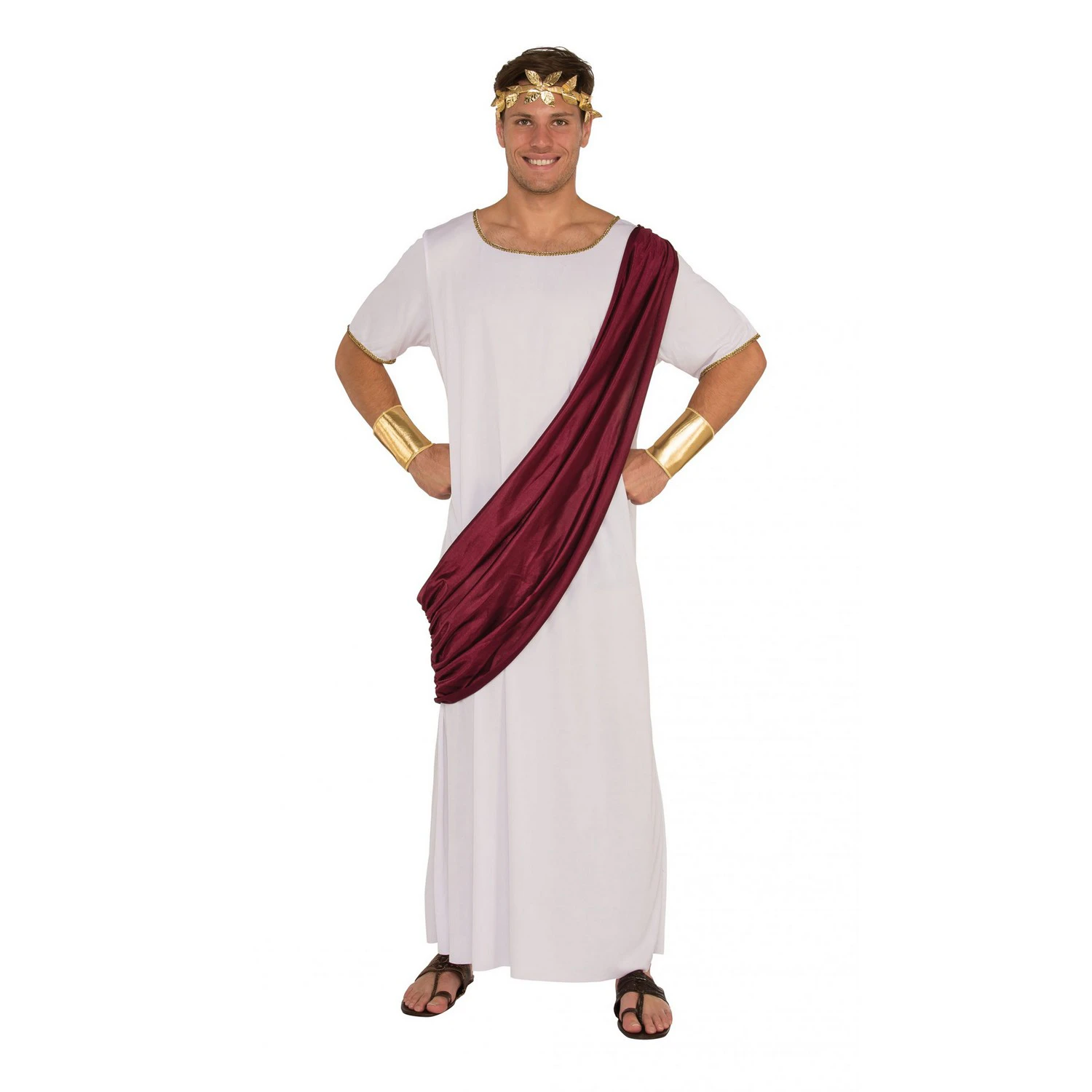 Bristol Novelty Mens Augustus Caesar Costume (White/Maroon/Gold) - BN6053