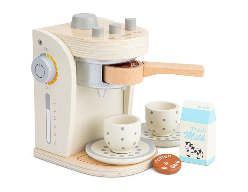 New Classic Toys 19cm Wooden Coffee Machine Kids/Children Pretend Play WHT 36m+