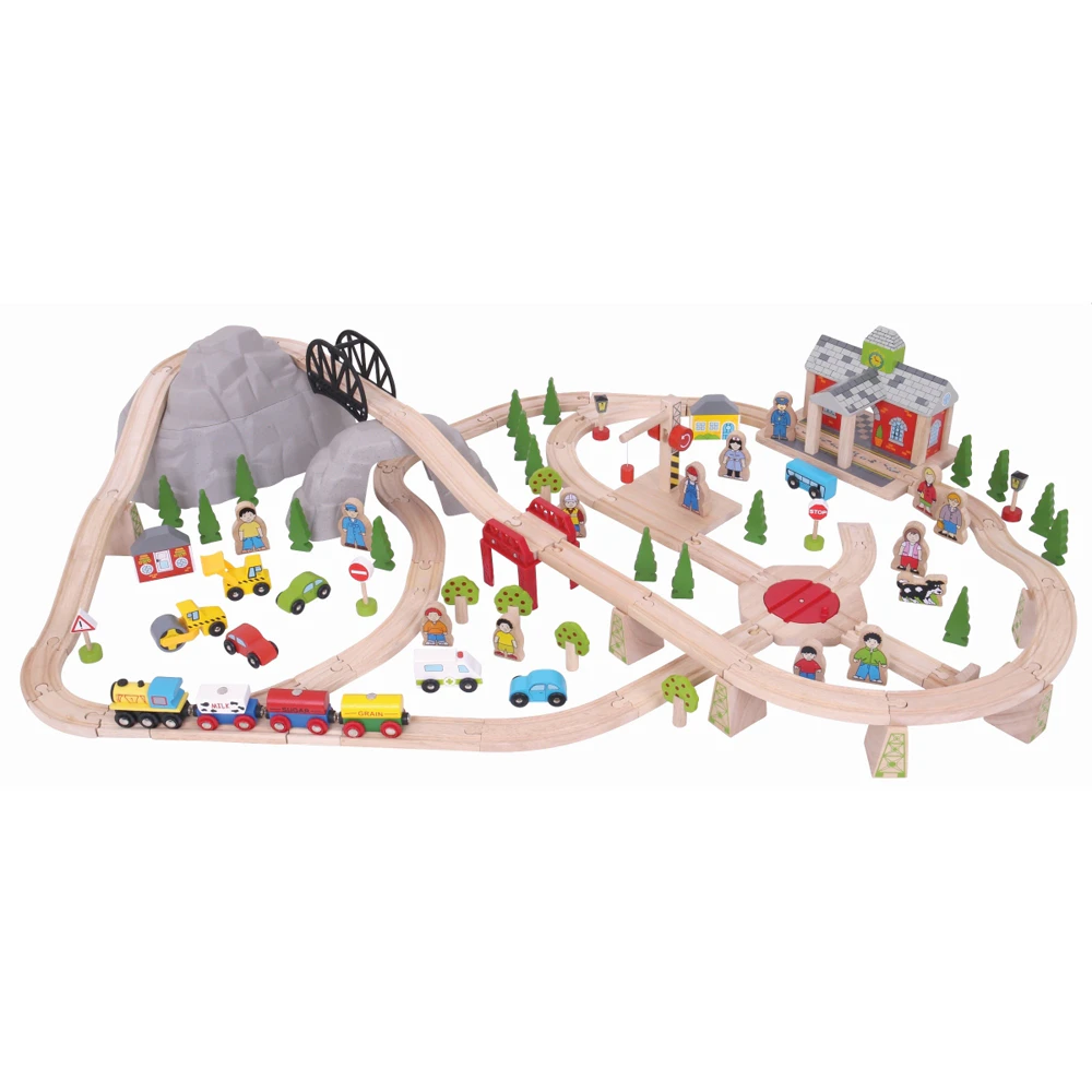 Bigjigs Rail Mountain Railway Train Set Kids/Children Interactive Wooden Toy 3y+