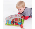 Bigjigs Rail 41cm Five Way Engine Shed Kids Wooden Toy Railway Accessory 3y+