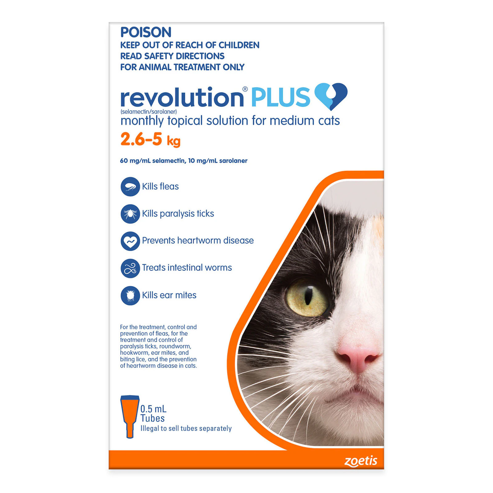 Revolution Plus for Medium Cats 2.5 to 5 Kg (Orange) 3 Pipettes