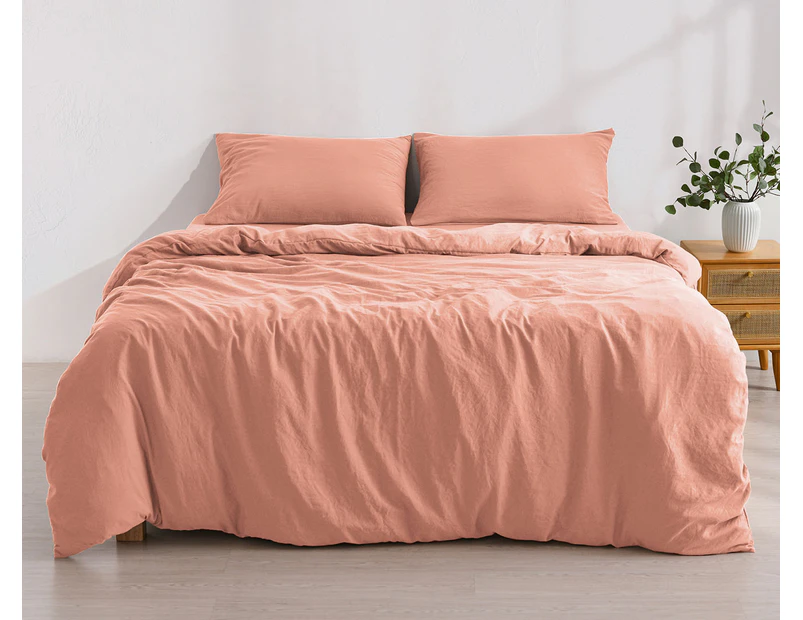 Daniel Brighton Micro Luxe Quilt Cover Set - Pink Clay