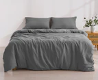 Daniel Brighton Micro Luxe Quilt Cover Set - Charcoal