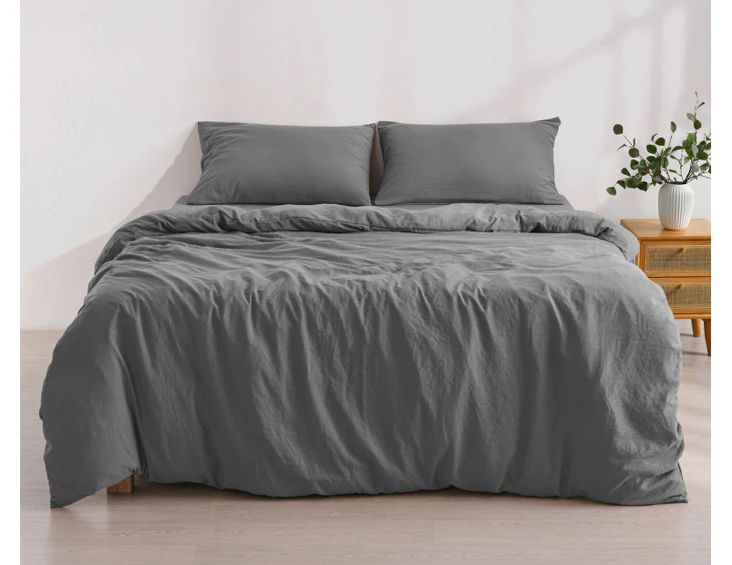 Daniel Brighton Micro Luxe Quilt Cover Set - Charcoal