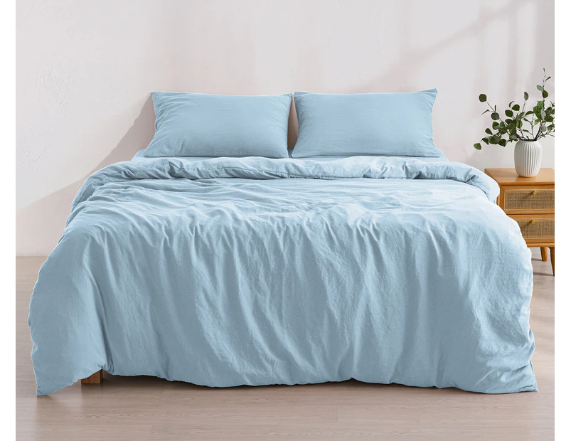 Daniel Brighton Micro Luxe Quilt Cover Set - Light Blue