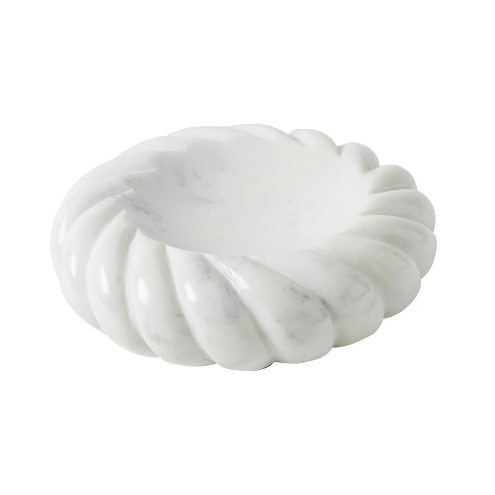 Pilbeam Living Tresser Small Round 15cm Marble Shallow Bowl Home Decor White