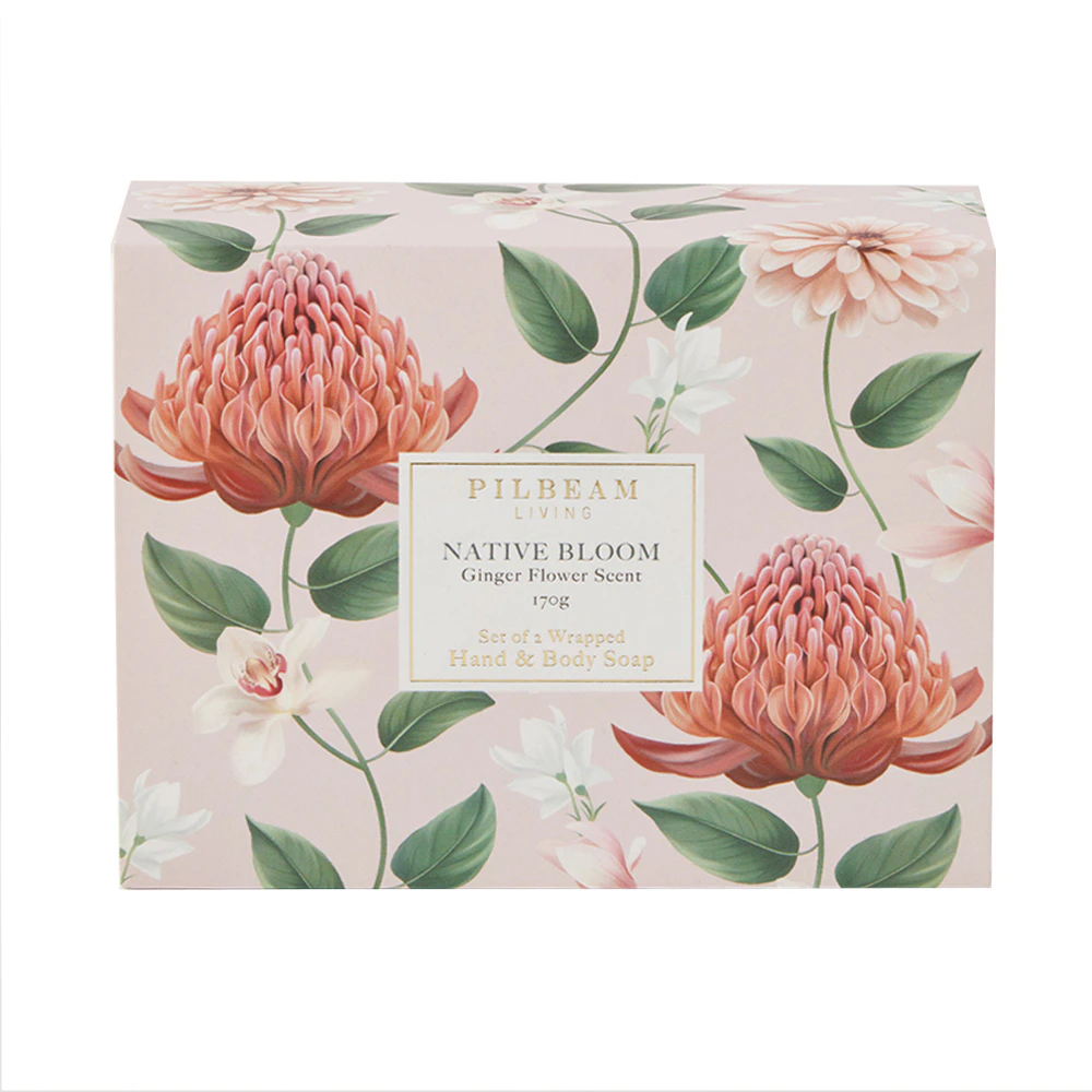 2pc Pilbeam Living Native Bloom Scented Fragrance Body Skin Soap Floral Gift Set