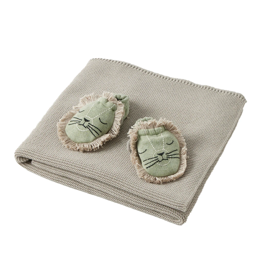 2pc Nordic Kids Ollie Lion Infant/Baby Booties & Blanket Set 80x100cm 0y+