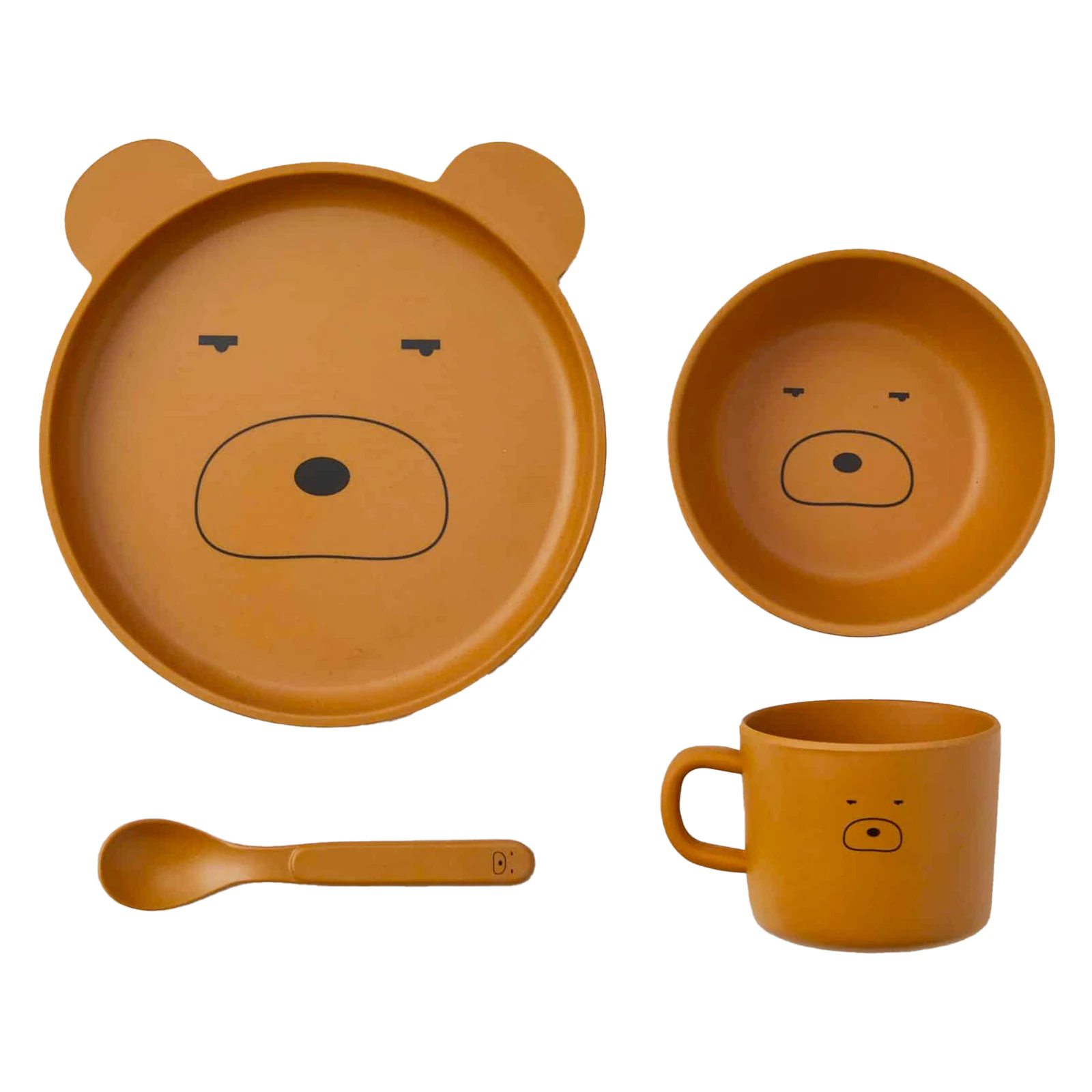 4pc Jiggle & Giggle Animal Faces Bamboo Dinner Set Bowl/Cup/Plate/Spoon Assorted