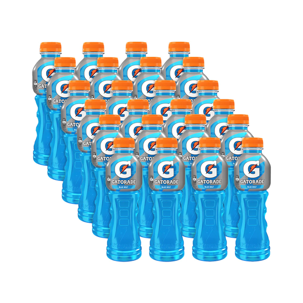 24pc Gatorade Blue Bolt Flavoured Sports Rehydration Drink Bottles 600ml