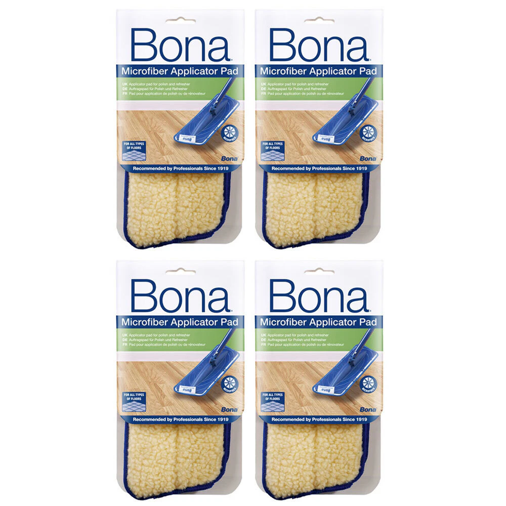 4PK Bona Microfibre Applicator Pad for Wood Refresher/Polish Floor Mop Cleaning