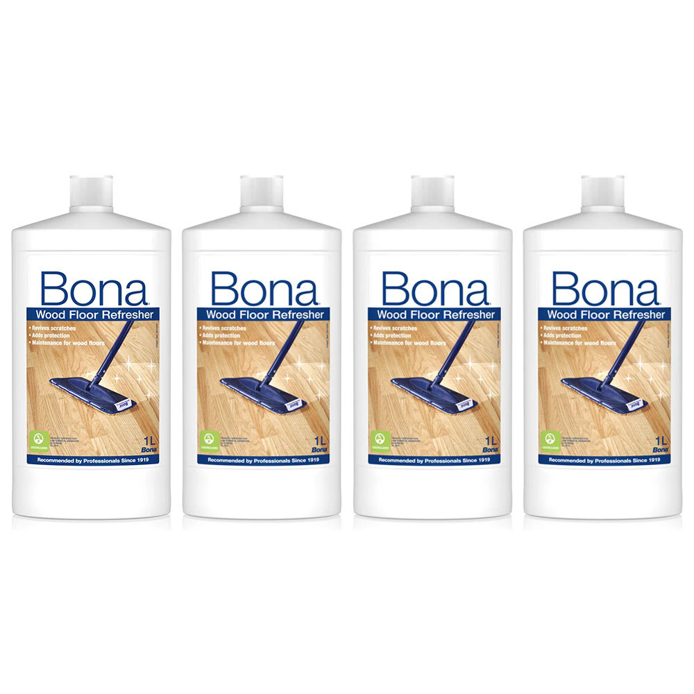 4PK Bona 1L Wood Floor Refresher Maintenance for Varnished Wooden Protection