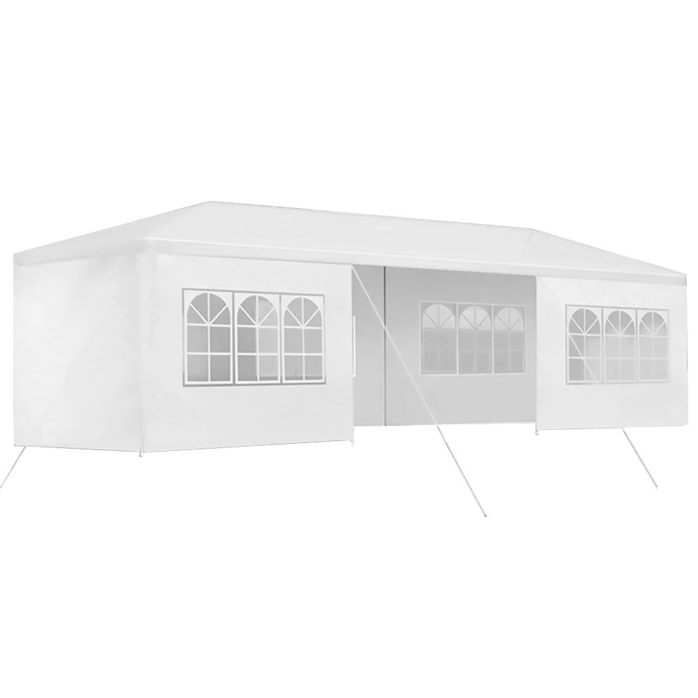 Hacienda 9x3m Marquee Gazebo Tent w/8 Walls Picnic/Garden/Backyard/Party White