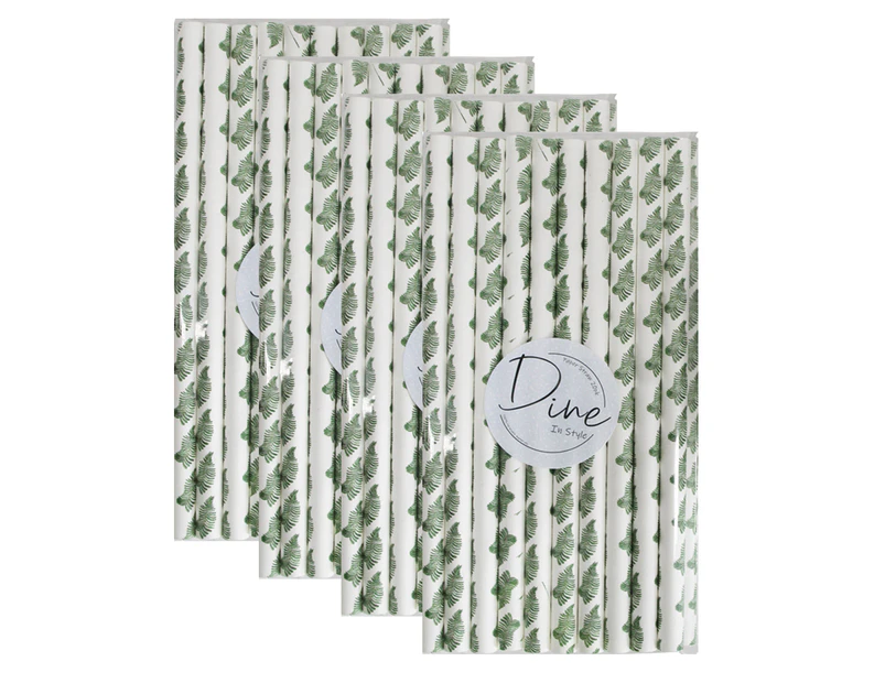 80pc Disposable 20cm Paper Drink Straw Birthday/Party Drinkware Tropics Green