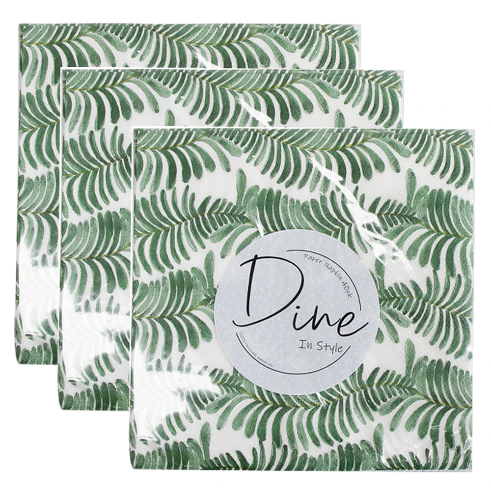 120pc Square 33cm Paper Napkin Tableware Dinner Party Table Decor Tropics Green