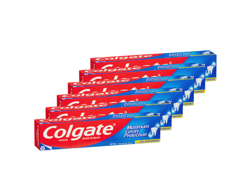 6x Colgate 175g Fluoride Toothpaste Maximum Cavity Protection Regular Flavour