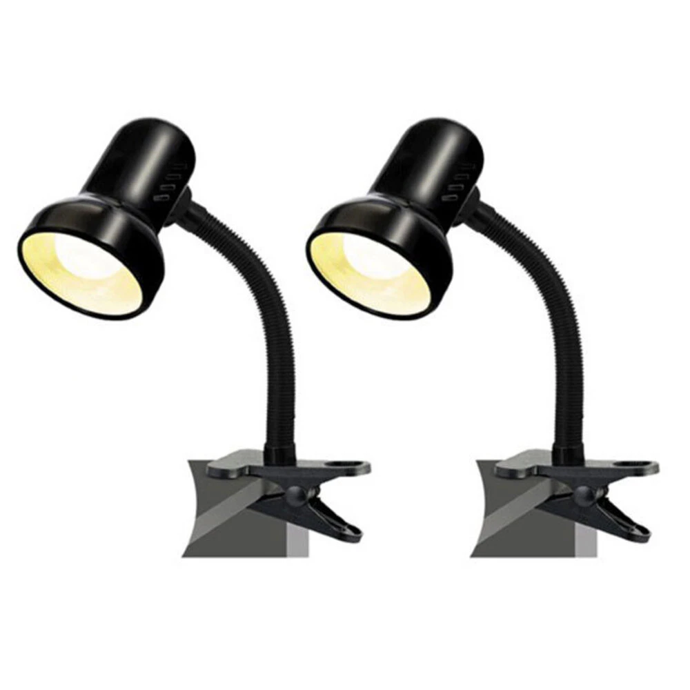 2PK Sansai Black Clip On Clamp Desk Lamp/Light Adjustable/Flexible Neck Office