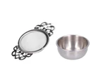 Stainless Steel Tea Strainer Loose Leaf Tea Infuser Filter Double Ear Kitchen Gadgetsilver