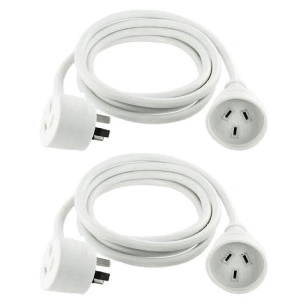 2PK Sansai 5m Piggyback Power Extension Cord/Lead AU 3-Pin 10A/2400W Home/Office