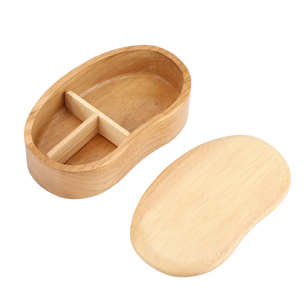 Japanese Portable Natural Healthy Wooden Bento Box For Store Lunch(New Moon Shape)