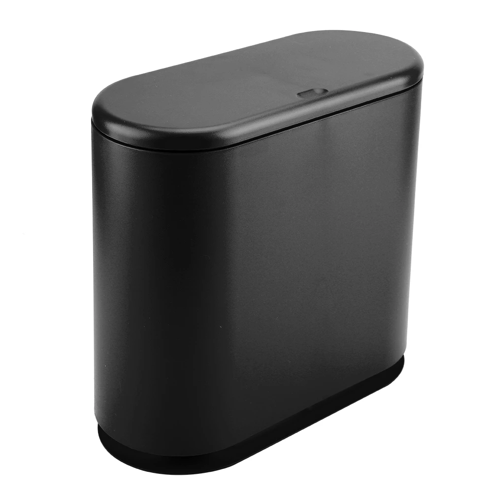 Double Layers Destop Trashbin Garbage Can Waste Classification Home Office Bathroom (Black)