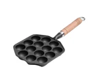 14 Holes Takoyaki Pan Nonstick Cast Iron Octopus Meat Balls Mold Maker With Detachable Handle For Home Pancake Baking