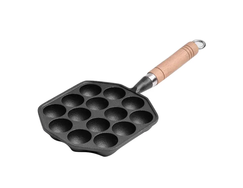 14 Holes Takoyaki Pan Nonstick Cast Iron Octopus Meat Balls Mold Maker With Detachable Handle For Home Pancake Baking