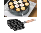 14 Holes Takoyaki Pan Nonstick Cast Iron Octopus Meat Balls Mold Maker With Detachable Handle For Home Pancake Baking