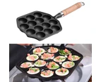 14 Holes Takoyaki Pan Nonstick Cast Iron Octopus Meat Balls Mold Maker With Detachable Handle For Home Pancake Baking