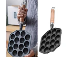 14 Holes Takoyaki Pan Nonstick Cast Iron Octopus Meat Balls Mold Maker With Detachable Handle For Home Pancake Baking