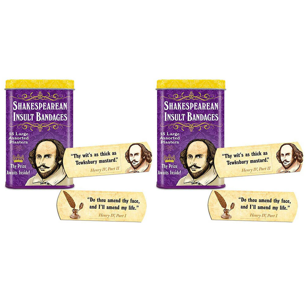 2 x 30pc Archie McPhee Shakespearean Insults/Dramatic Assorted Bandages/Plasters