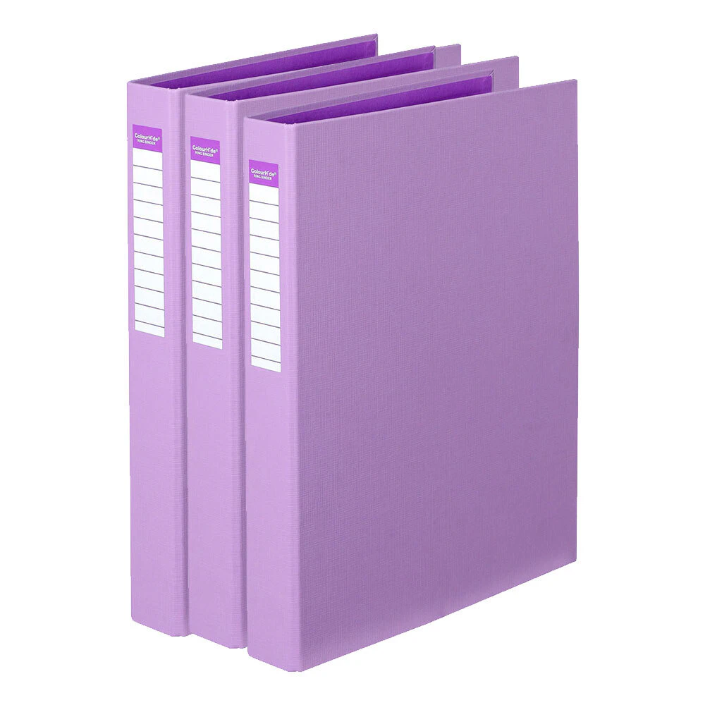 3x Colour Hide A4 Ring Folder/Binder/Personal Organiser/File PE 25mm 2D Purple