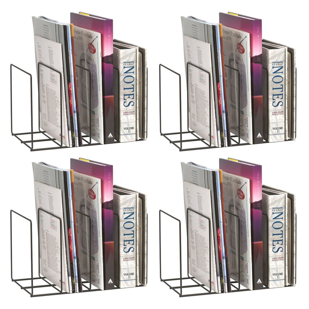 4PK Marbig Wire Book/Magazine Rack Holder 4 Slot Desk Organiser for Office/Home