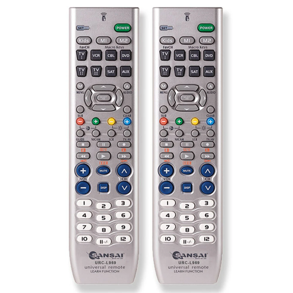 2PK Sansai 8 in 1 Universal Remote Controller w/ Learning/Memory Function TV/DVR