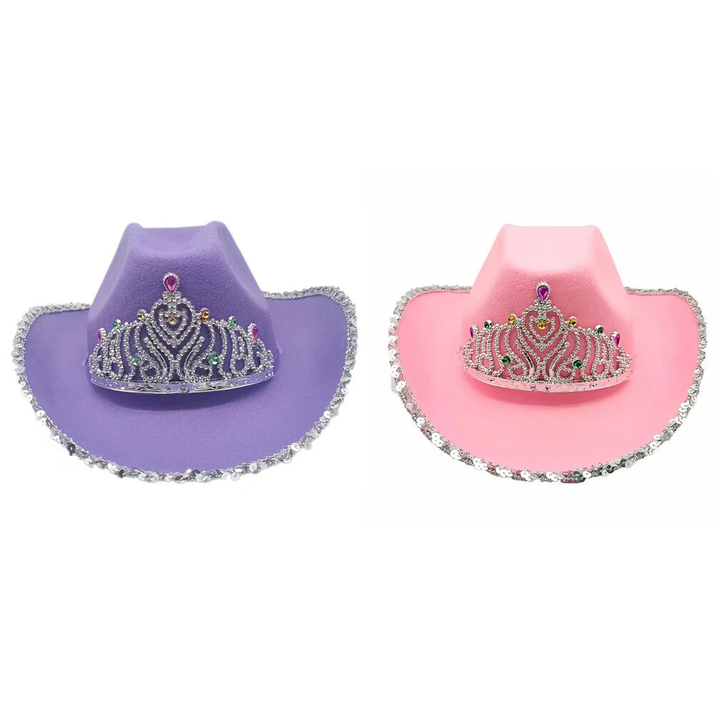 2x Princess Cowboy Jewel Crown Costume/Parties Hat Kids/Children/Girls Assorted