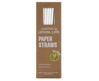 600x Lemon & Lime 20cm Paper Straws White Drinks/Drinking/Party Eco Friendly