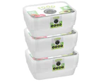 3x 8PK Lemon & Lime Reusable 950ml Rectangle Food Container/Storage w/ Lid Clear