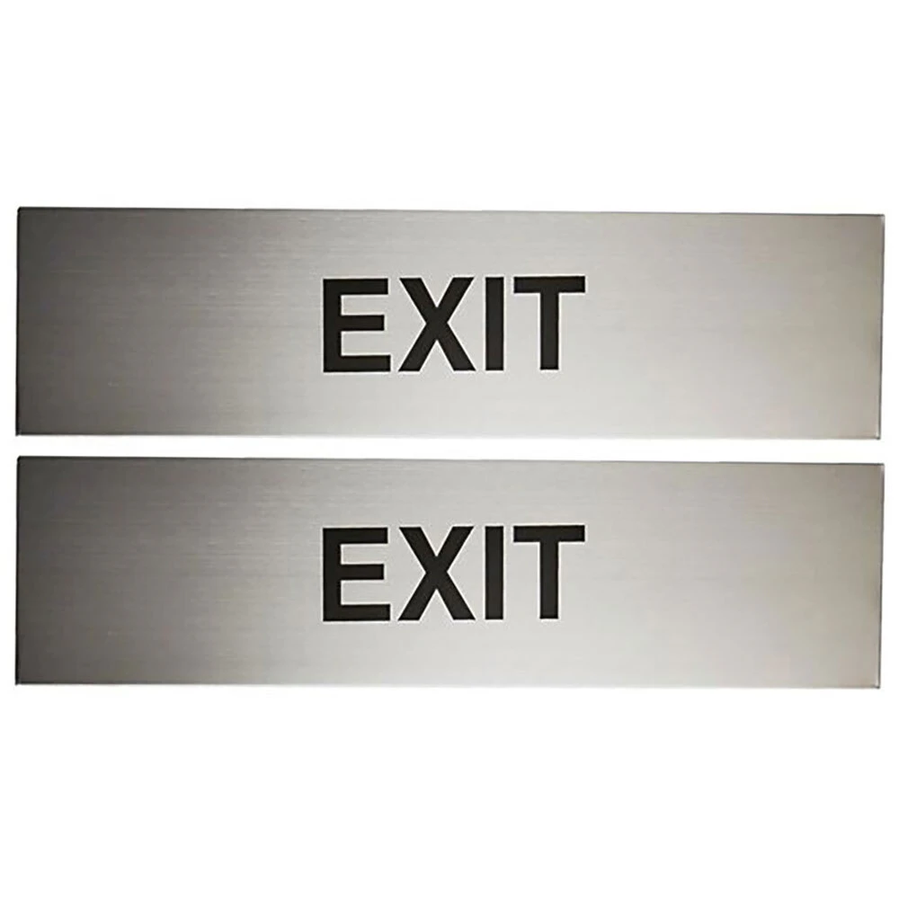 2x Sandleford 20cm Metal Exit Sign Restaurant/Door Self Adhesive Signage Silver