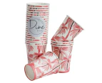 60pc Round 11cm Disposable Paper Cup Dinner Party Drinkware Palm Trees Pink