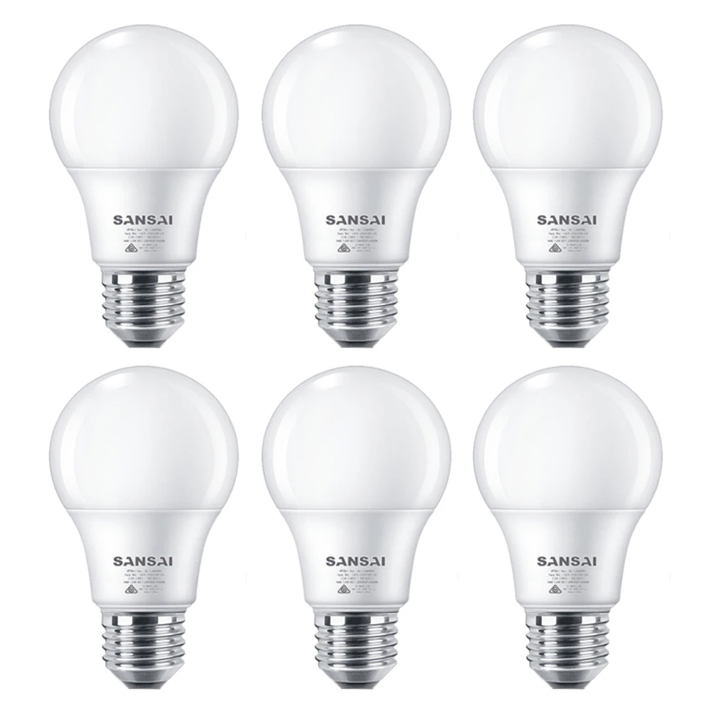 6x Sansai Home/Office LED 1050lm Screw Light Bulb A60 12W E27 Warm White 3000K