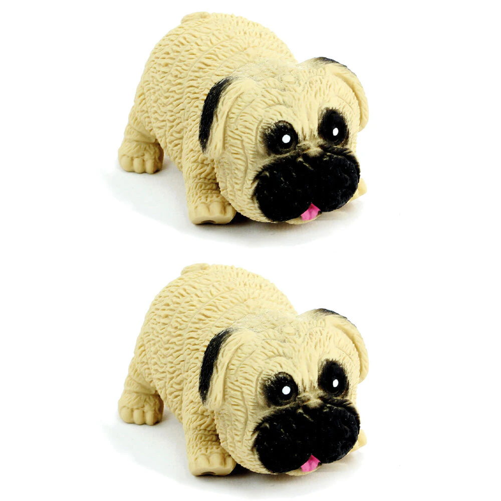 2x Fumfings 9cm Stretchy Pug Kids Squishy Soft Sensory Animal Fun Play Toy 3y+