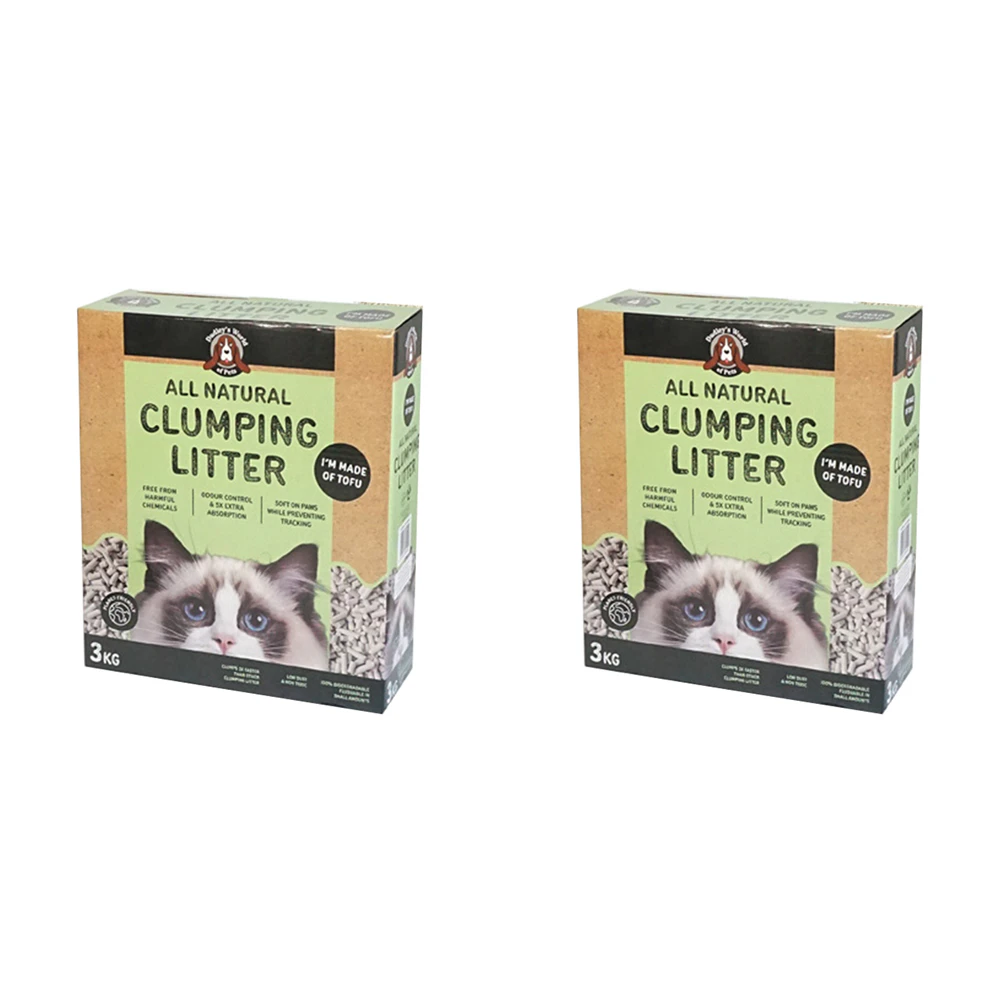 2x Dudley's World Of Pets 3kg Natural Clumping Litter Kitten/Cat Maintenance