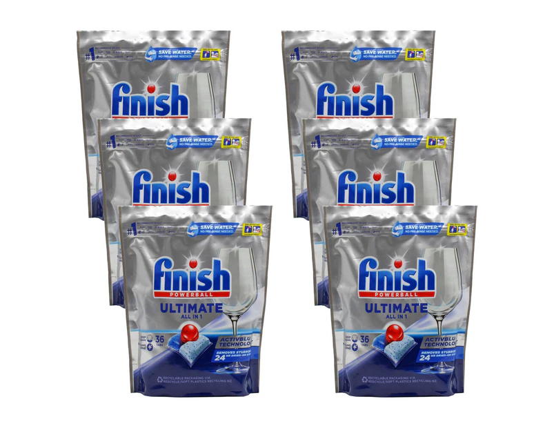 Finish 216 x Powerball Ultimate All In 1 Dishwasher Tablets (6 x 36 Pack)