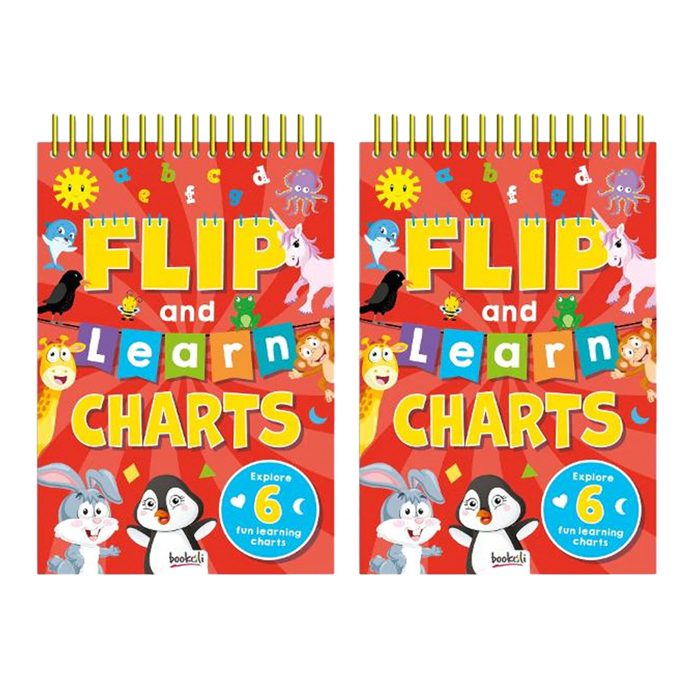 2x Bookoli Flip & Learn Charts Kids/Children Educational Learn Activity Notebook