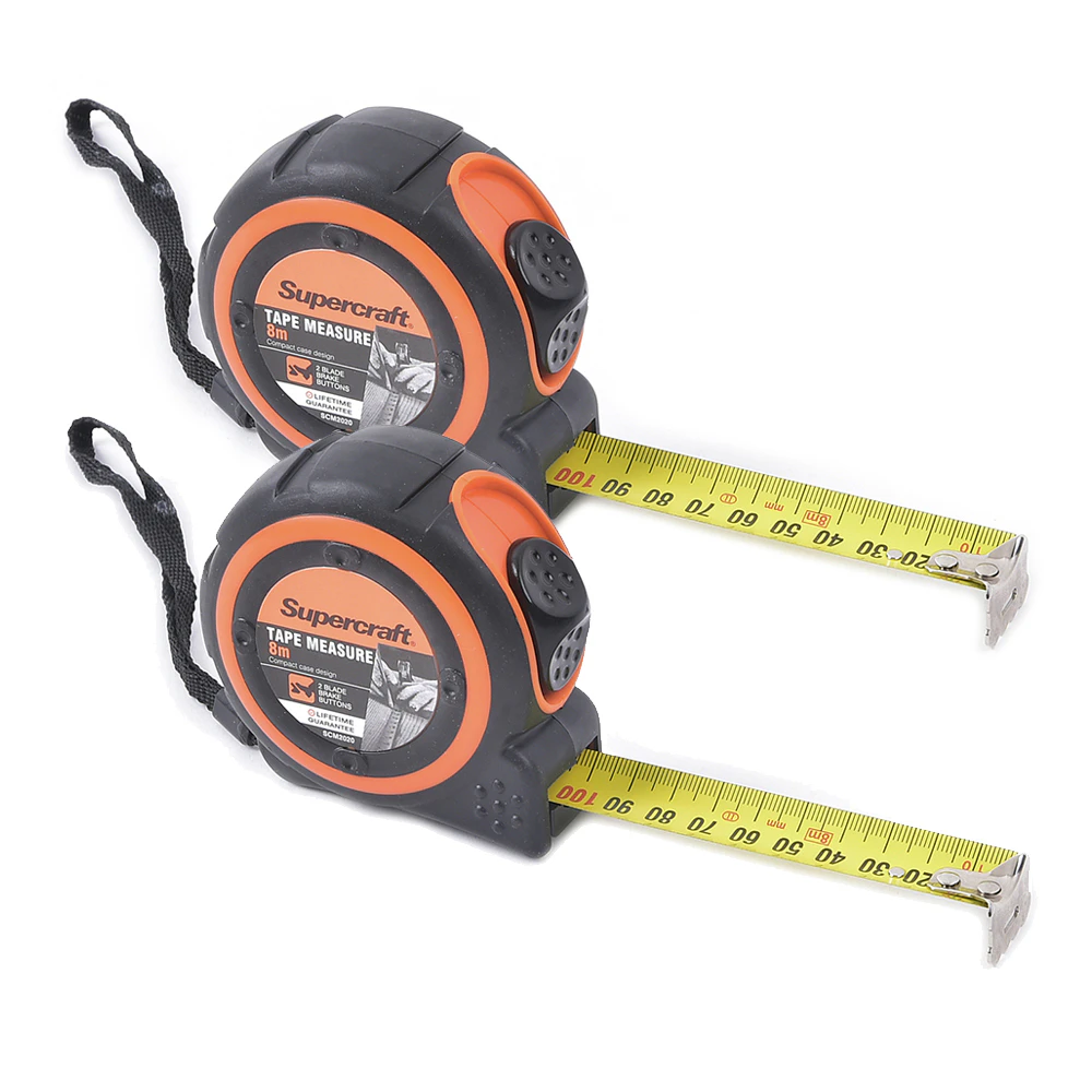 2x Supercraft 8M Retractable Tape Measure Metric Ruler DIY Home Improvement Tool