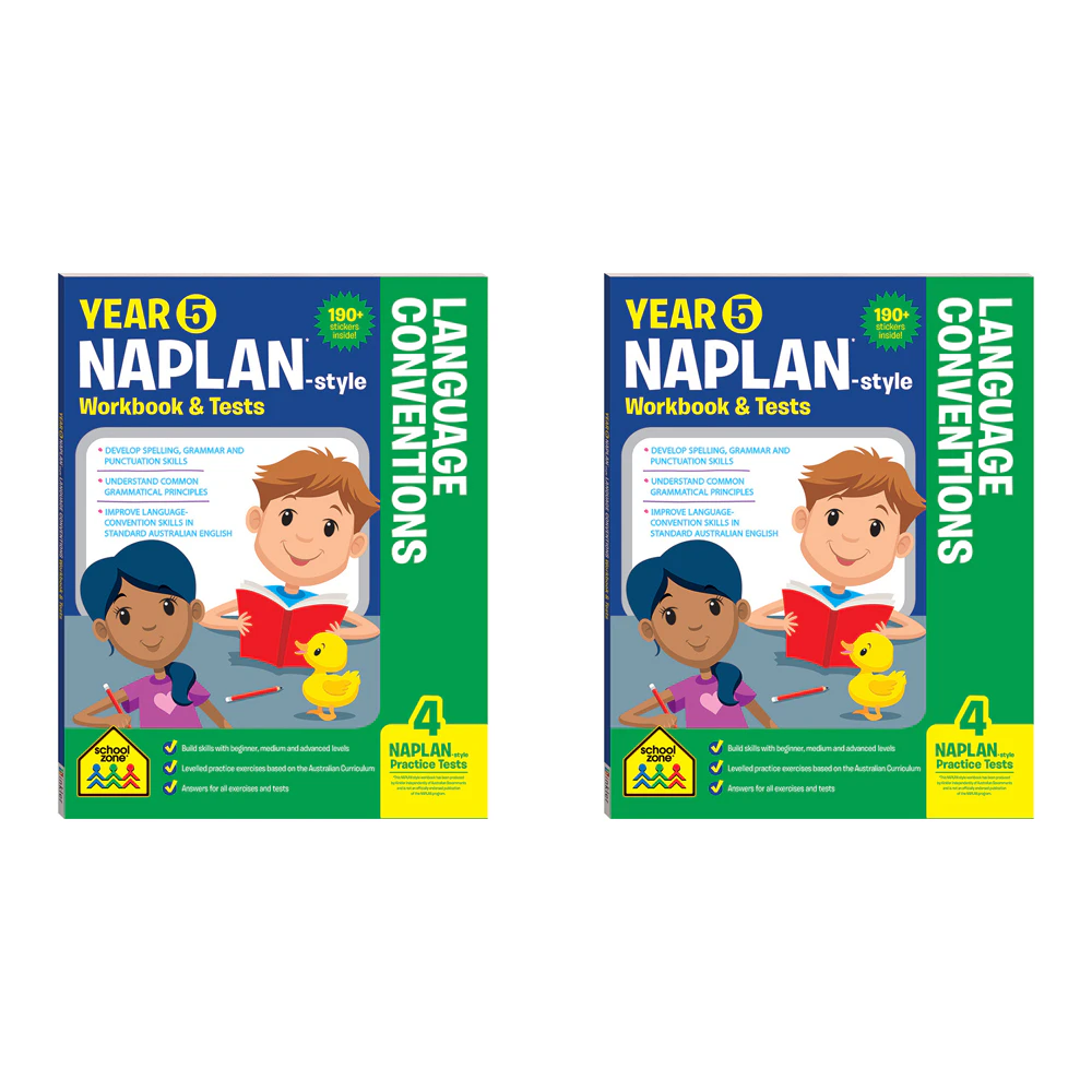 2x School Zone Year 5 Naplan*-style Language Conventions Workbook & Tests 10y+